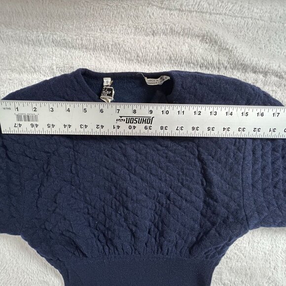 Vintage Valentino Women’s Textured Knit Sweater Small Navy Blue Made in Italy - Picture 4 of 8
